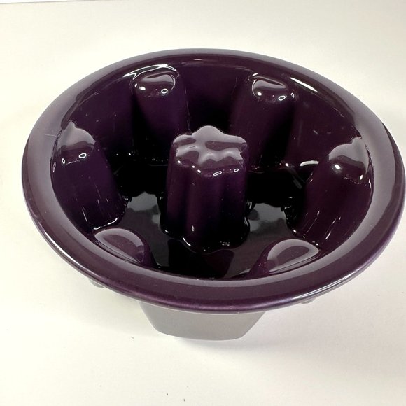 Le Tauci Ceramic Deep Purple Dog Dish Slow Feed NWOT - Picture 4 of 6